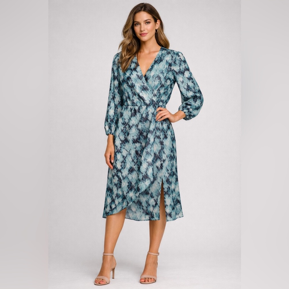 BOSS by Hugo Boss C-Divanta Abstract Print V-Neck Midi Dress NWT Size M